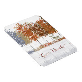 与え感謝してい感謝祭の木とシカ マグネット