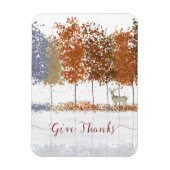 与え感謝してい感謝祭の木とシカ マグネット (縦)