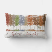 与え感謝してい感謝祭の木とシカ ランバークッション (正面)