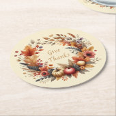 与え感謝してい感謝祭コースター ラウンドペーパーコースター (アングル)
