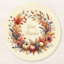 与え感謝してい感謝祭コースター ラウンドペーパーコースター
