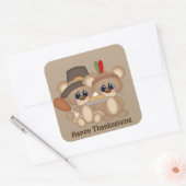 与え感謝してい感謝祭ネズミ巡礼者インディアン スクエアシール (封筒)