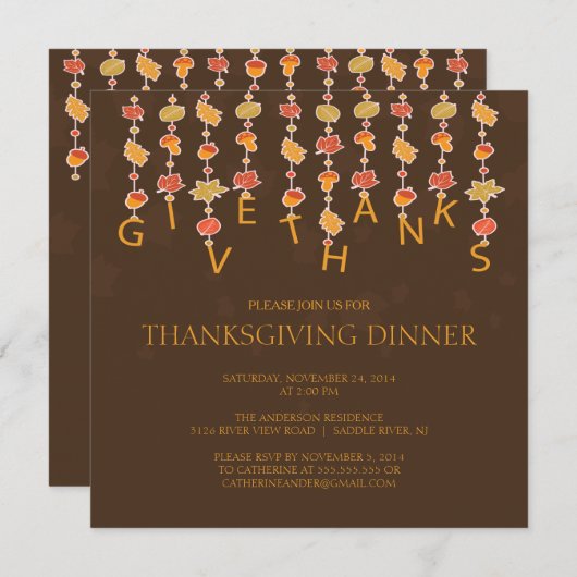 与え感謝してい感謝祭パーティの招待状 招待状 (正面/裏面)