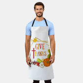 与え感謝してい感謝祭引用文秋秋カボチャ エプロン (着用した状態)