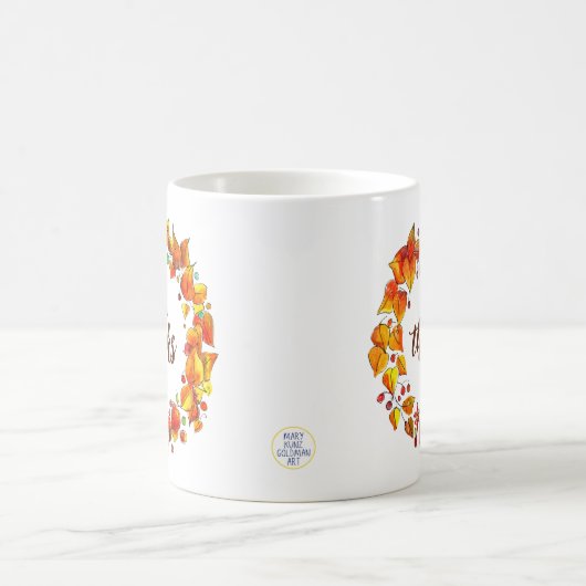 与え感謝してい感謝祭紅葉秋 コーヒーマグカップ (中央)
