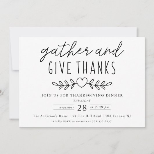 与え感謝してい感謝祭 招待状 (正面)