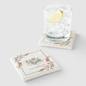 与え感謝してい文字デザイン感謝祭フレーム ストーンコースター (横)