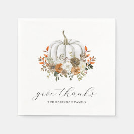 与え感謝してい水の色かぼちゃのフローラ感謝祭 スタンダードカクテルナプキン