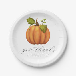 与え感謝してい水の色かぼちゃのフローラ感謝祭 ペーパープレート