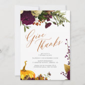 与え感謝してい水の色の感謝祭ディナー 招待状 (正面)