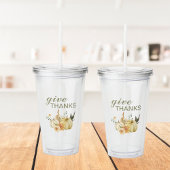 与え感謝してい水彩南瓜 アクリルタンブラー