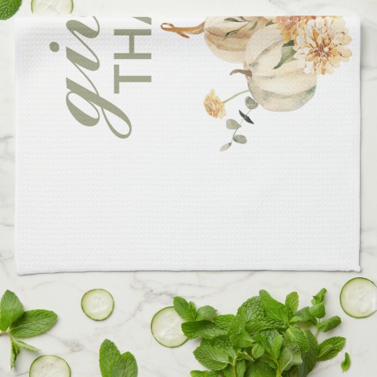 与え感謝してい水彩南瓜 キッチンタオル (折り畳み)