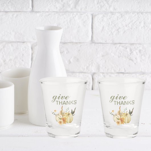 与え感謝してい水彩南瓜 ショットグラス