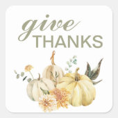 与え感謝してい水彩南瓜 スクエアシール (正面)