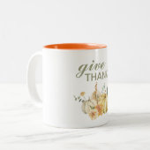 与え感謝してい水彩南瓜 ツートーンマグカップ (正面左)