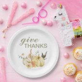 与え感謝してい水彩南瓜 ペーパープレート (パーティー)