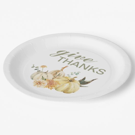 与え感謝してい水彩南瓜 ペーパープレート (アングル)