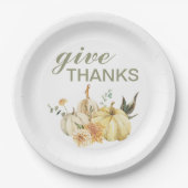 与え感謝してい水彩南瓜 ペーパープレート (正面)