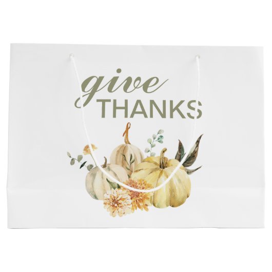 与え感謝してい水彩南瓜 ラージペーパーバッグ (裏面)