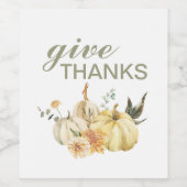 与え感謝してい水彩南瓜 ワインラベル (シングルラベル)