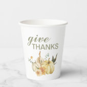 与え感謝してい水彩南瓜 紙コップ (正面)