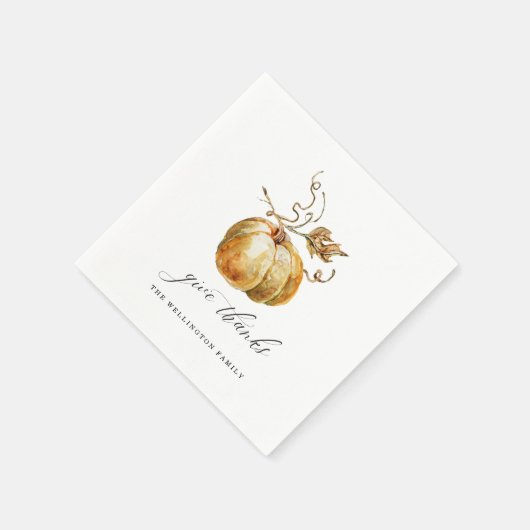 与え感謝してい水色かぼちゃ感謝祭 スタンダードカクテルナプキン (角)