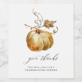 与え感謝してい水色かぼちゃ感謝祭 ワインラベル (シングルラベル)