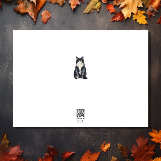 与え感謝してい猫とひまわりの木の秋 シーズンカード