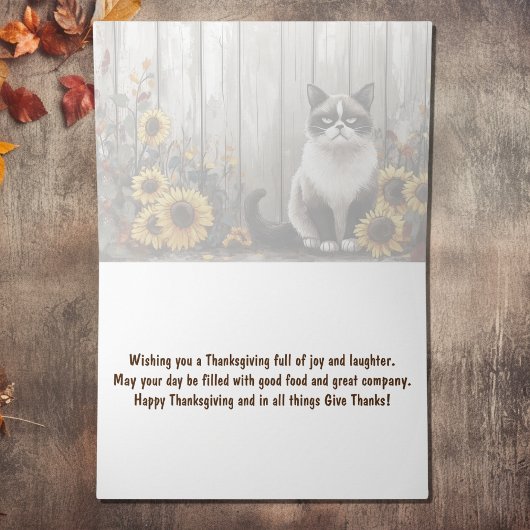 与え感謝してい猫・ひまわりおもしろい感謝祭 シーズンカード