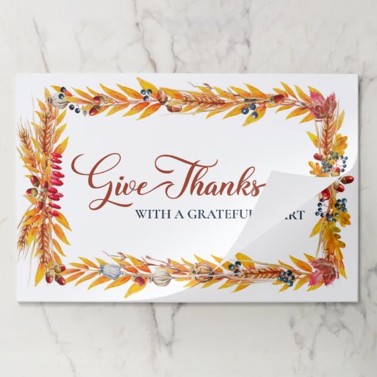 与え感謝してい秋の感謝祭の涙のランチョンマット ペーパーパッド (折り畳み)