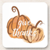 与え感謝してい秋の水色かぼちゃ感謝祭 コースター (正面)