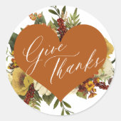 与え感謝してい秋の秋素朴なフローラ感謝祭 ラウンドシール (正面)