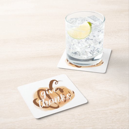 与え感謝してい秋水の色かぼちゃ感謝祭 スクエアペーパーコースター (インサイチュ)