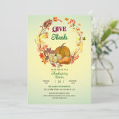与え感謝してい紅葉リース感謝祭ディナー 招待状 (スタンド正面)
