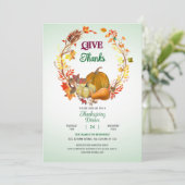 与え感謝してい紅葉リース感謝祭ディナー 招待状 (スタンド正面)