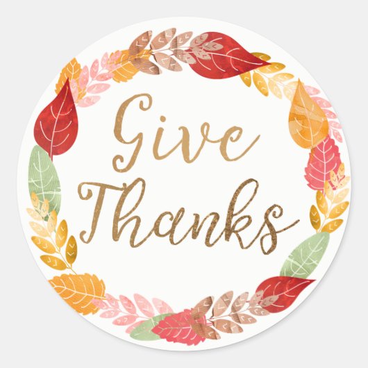 与え感謝してい紅葉リース ラウンドシール (正面)