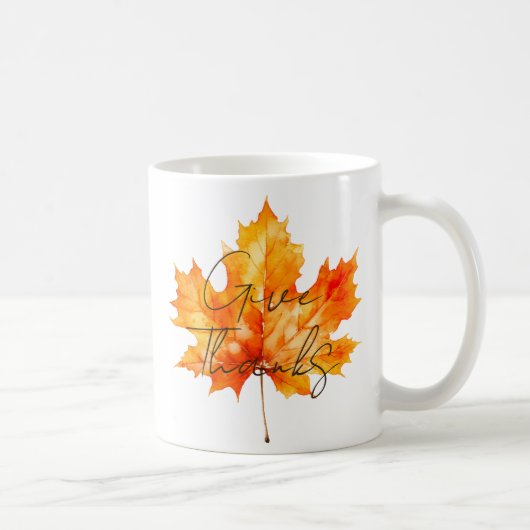 与え感謝してい紅葉 コーヒーマグカップ (右)