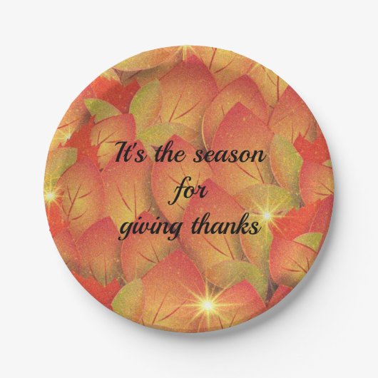 与え感謝してい紅葉 ペーパープレート (正面)