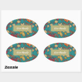 与え感謝してい紅葉 楕円形シール (シート)