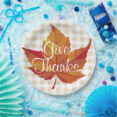 与え感謝してい素朴秋オレンジリーフ&プレイド ペーパープレート (パーティー)