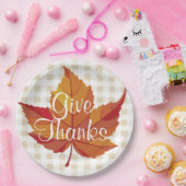 与え感謝してい素朴秋オレンジリーフ&プレイド ペーパープレート (パーティー)