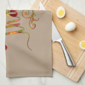 与え感謝してい素朴秋 キッチンタオル (四つ折り)