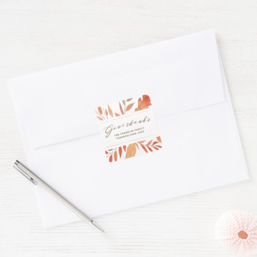 与え感謝してい素朴紅葉 スクエアシール (封筒)
