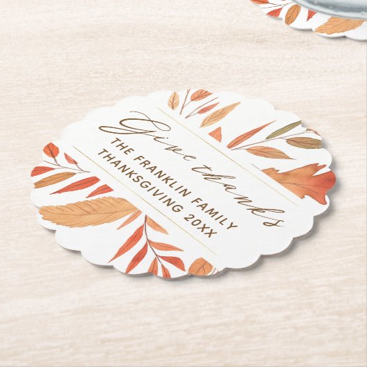 与え感謝してい素朴紅葉 ペーパーコースター (アングル)