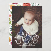 与え感謝してい素朴Letttering |感謝祭の写真 シーズンカード (正面/裏面)