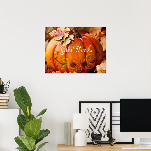 与え感謝してい美しい感謝祭かぼちゃ ポスター (ホームオフィス)