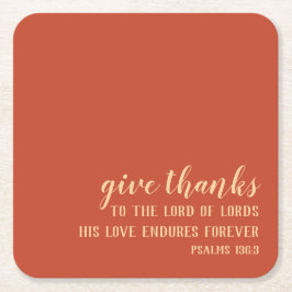 与え感謝してい聖なる書物、 経典シンプルオレンジ感謝祭 スクエアペーパーコースター