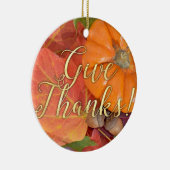 与え感謝してい脚本タイポグラフィ秋の感謝祭 セラミックオーナメント (右)