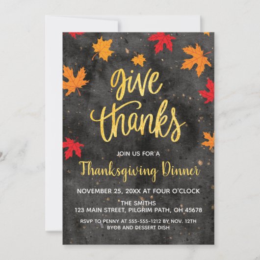 与え感謝してい落ち離れて感謝祭招待状 招待状 (正面)