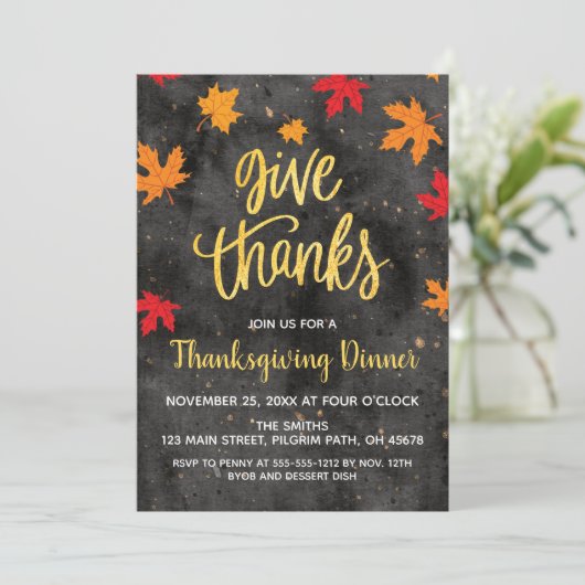 与え感謝してい落ち離れて感謝祭招待状 招待状 (スタンド正面)